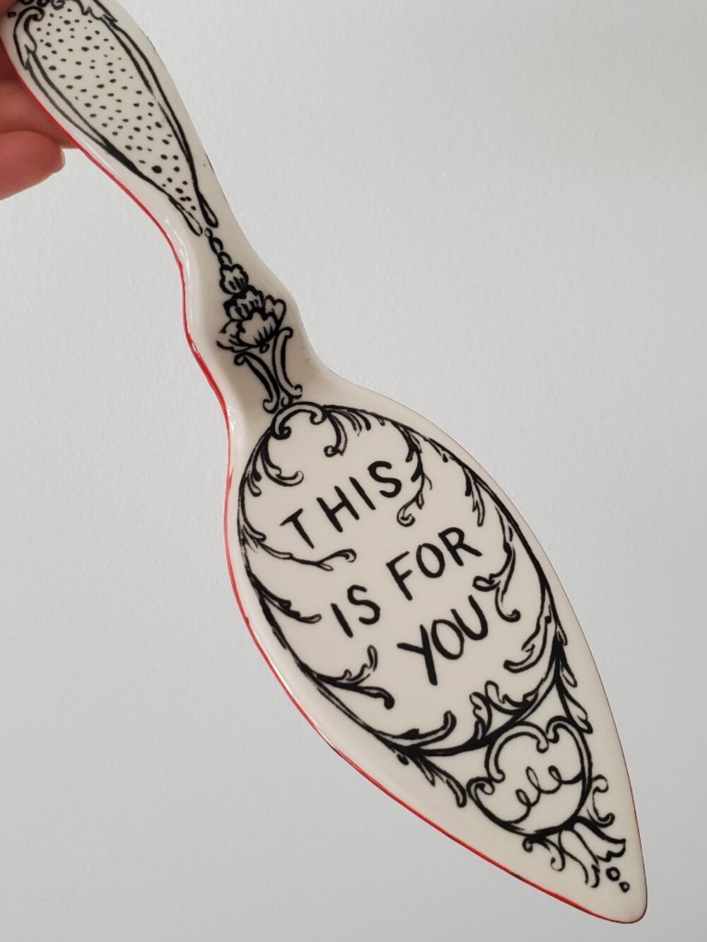 ANTHROPOLOGIE Molly Hatch Cake Server Pie Server ' This Is For You ' Black White